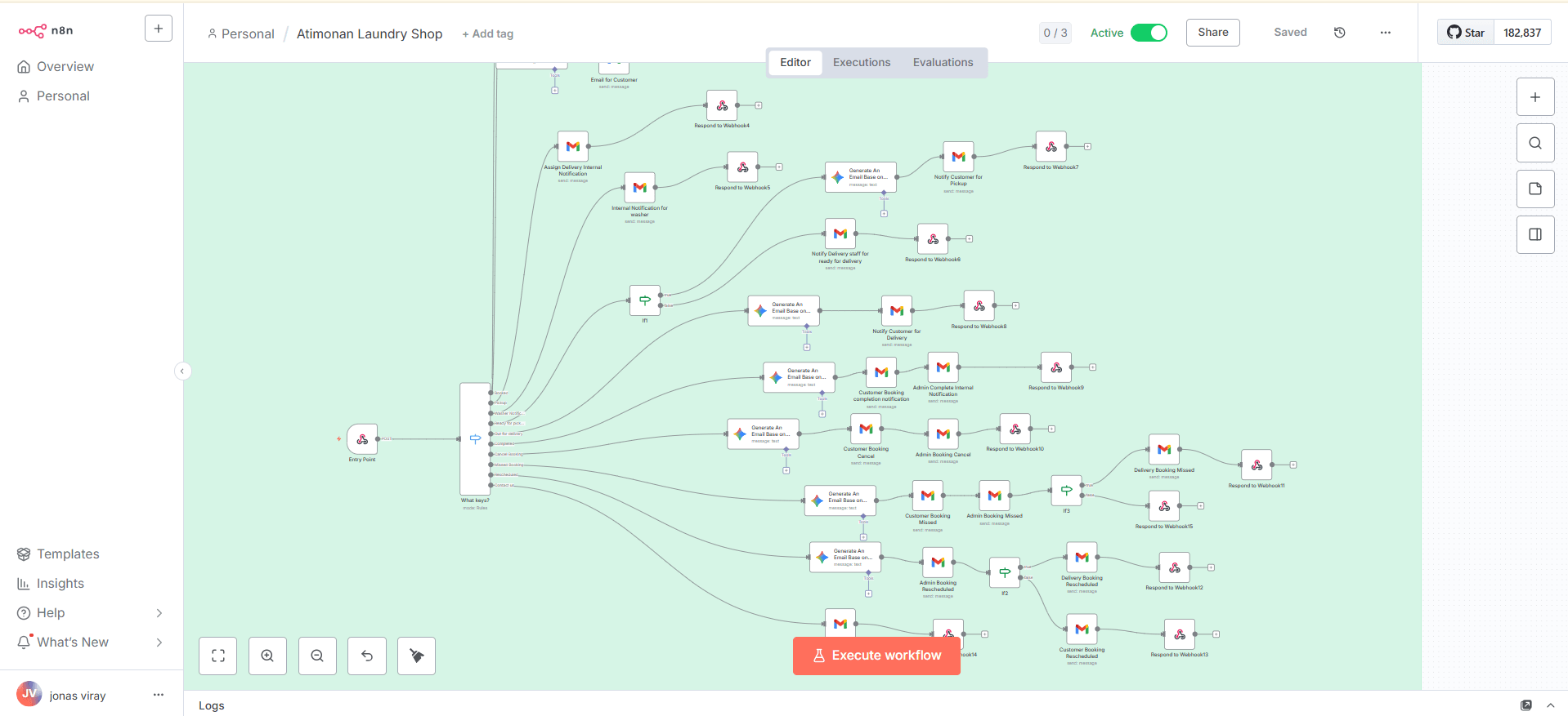 Automated Laundry Booking & Notification System workflow preview