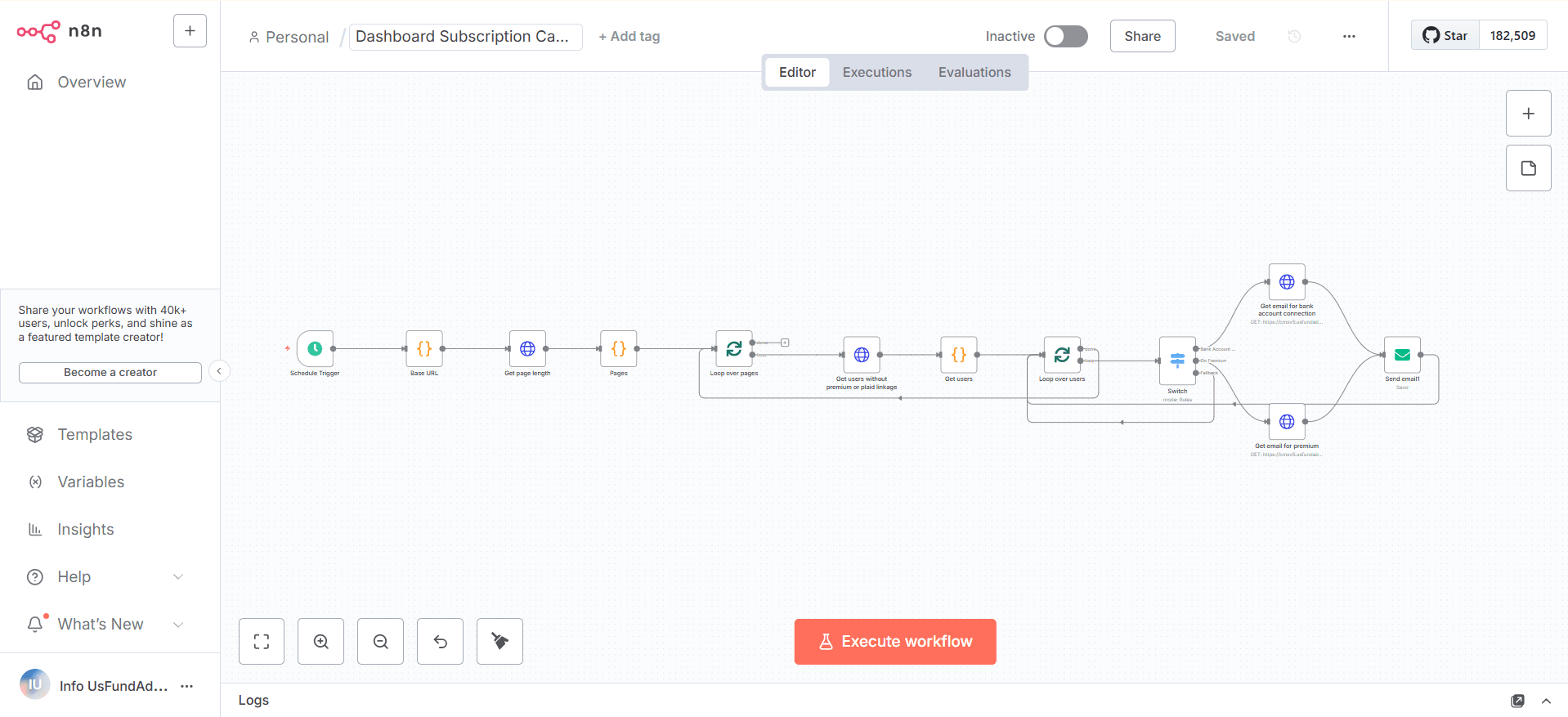 n8n Email Nurturing workflow preview