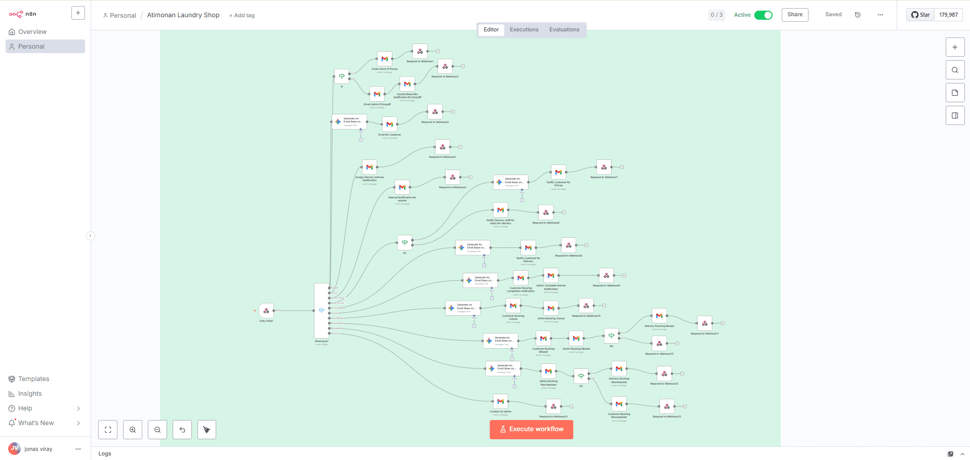 Full Email Automation AI system workflow preview