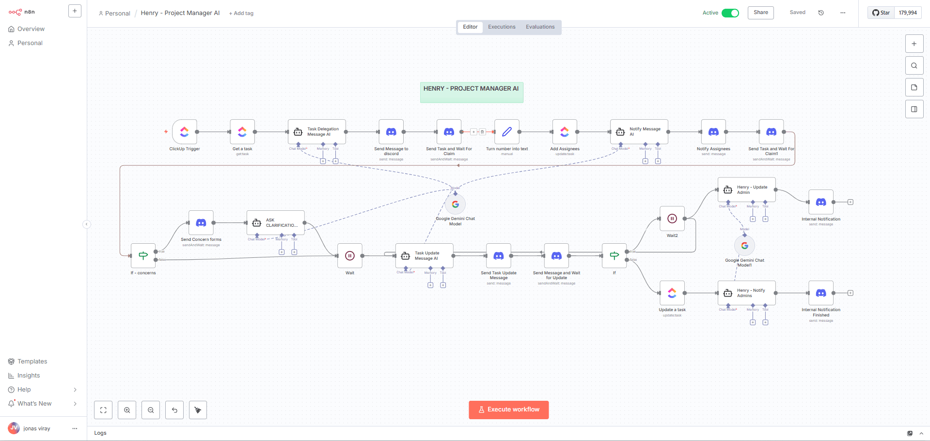 Henry Project Manager workflow preview